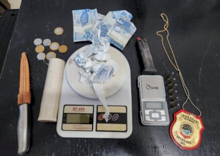 Em Angélica Polícia Cívil cumpre mandado de busca e prende homem por tráfico de drogas e posse irregular de arma de fogo