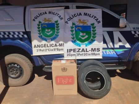 ANGÉLICA: Polícia Militar apreende 500 maços de cigarros e dois pneus contrabandeados em Ipezal