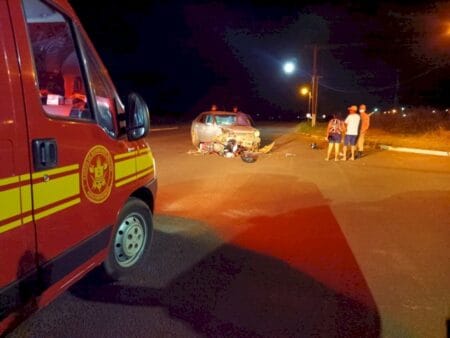 Ivinhema – Motociclista sofre ferimentos graves após acidente entre carro e moto na MS 141