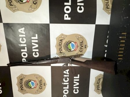 Polícia Civil, com apoio da Polícia Militar, prende homem por ameaça e porte ilegal de arma de fogo em cidade do interior