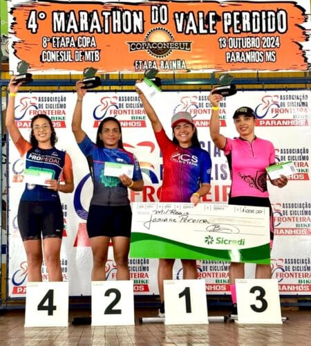 Nova Andradina: Karol Paião subiu no pódio como vice-campeã e Márcia em 4° lugar no ciclismo em Paranhos-MS