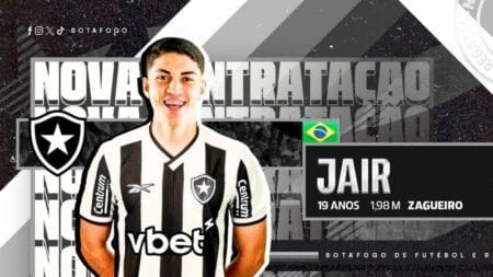 Botafogo anuncia a contratação do zagueiro Jair, ex-Santos