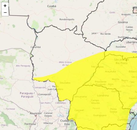 Batayporã, Nova Andradina, Taquarussu, e outros 48 municípios de MS tem alerta de geada