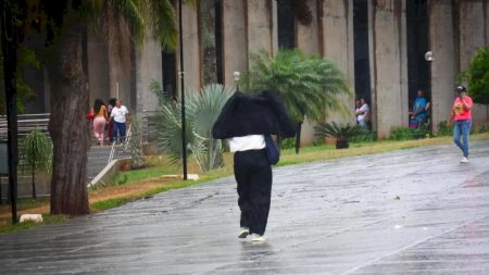 Semana começa com temperaturas amenas e alerta de chuva intensa em cidades de MS.