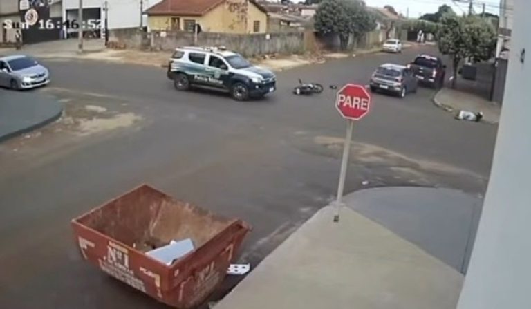 Motociclista se envolve em acidente ao tentar fugir de abordagem policial em Nova Andradina
