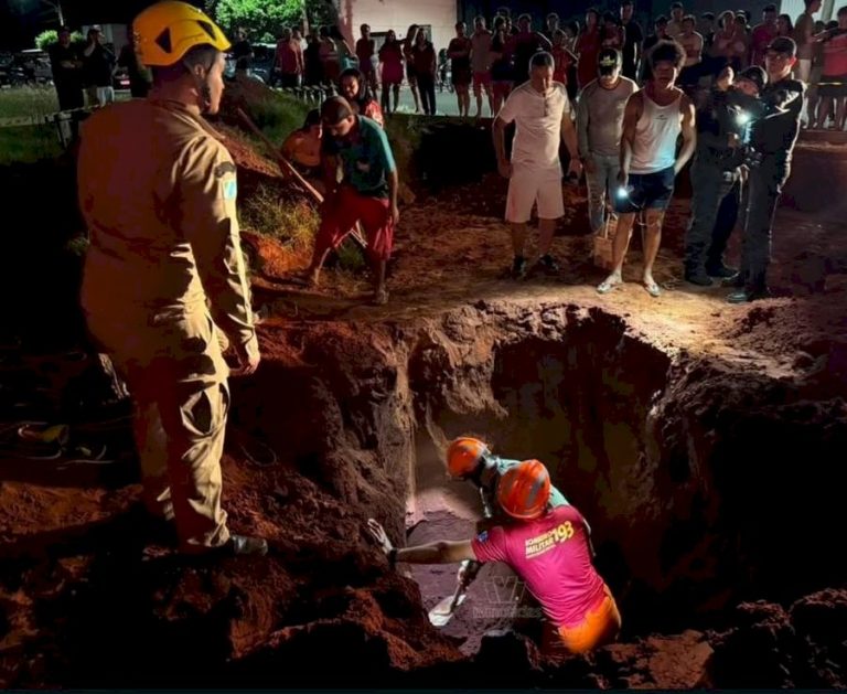 Criança de dois anos é resgatada após cair em buraco de quatro metros em Ivinhema