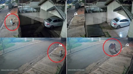 Jovem chuta e derruba portão de residência em Nova Andradina.