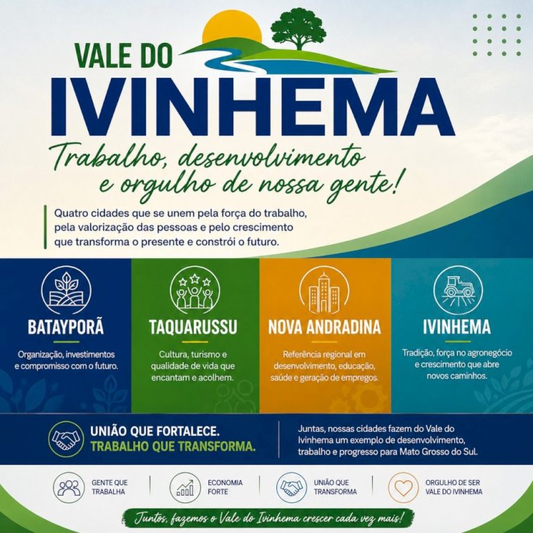 Vale do Ivinhema mostra força e desenvolvimento com destaque para Batayporã, Taquarussu, Nova Andradina e Ivinhema
