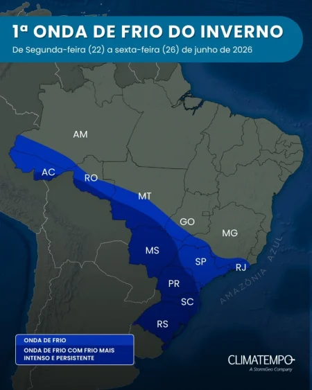 Mato Grosso do Sul entra na rota da primeira onda de frio do inverno.