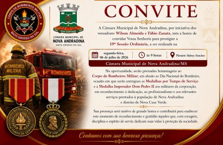 Sessão da Câmara será realizada excepcionalmente na segunda-feira e terá homenagem ao Corpo de Bombeiros