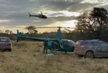 Helicóptero com 350 quilos de cocaína é interceptado em MS