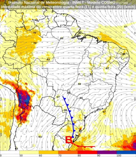 Frente fria avança e derruba temperaturas no sul de Mato Grosso do Sul.
